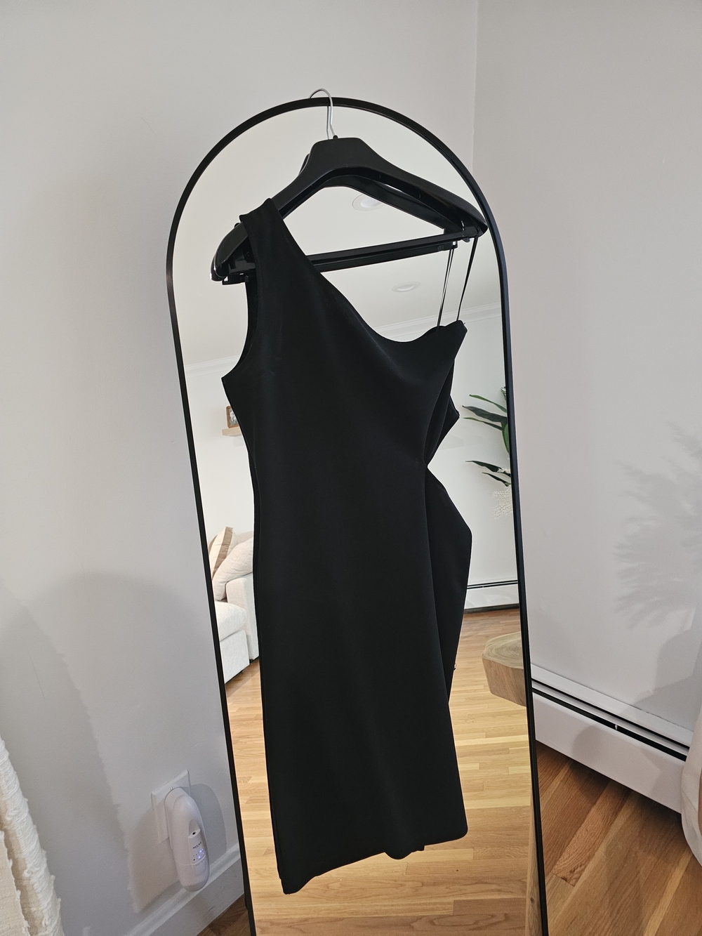 Mango Black One-Shoulder Sheath Dress